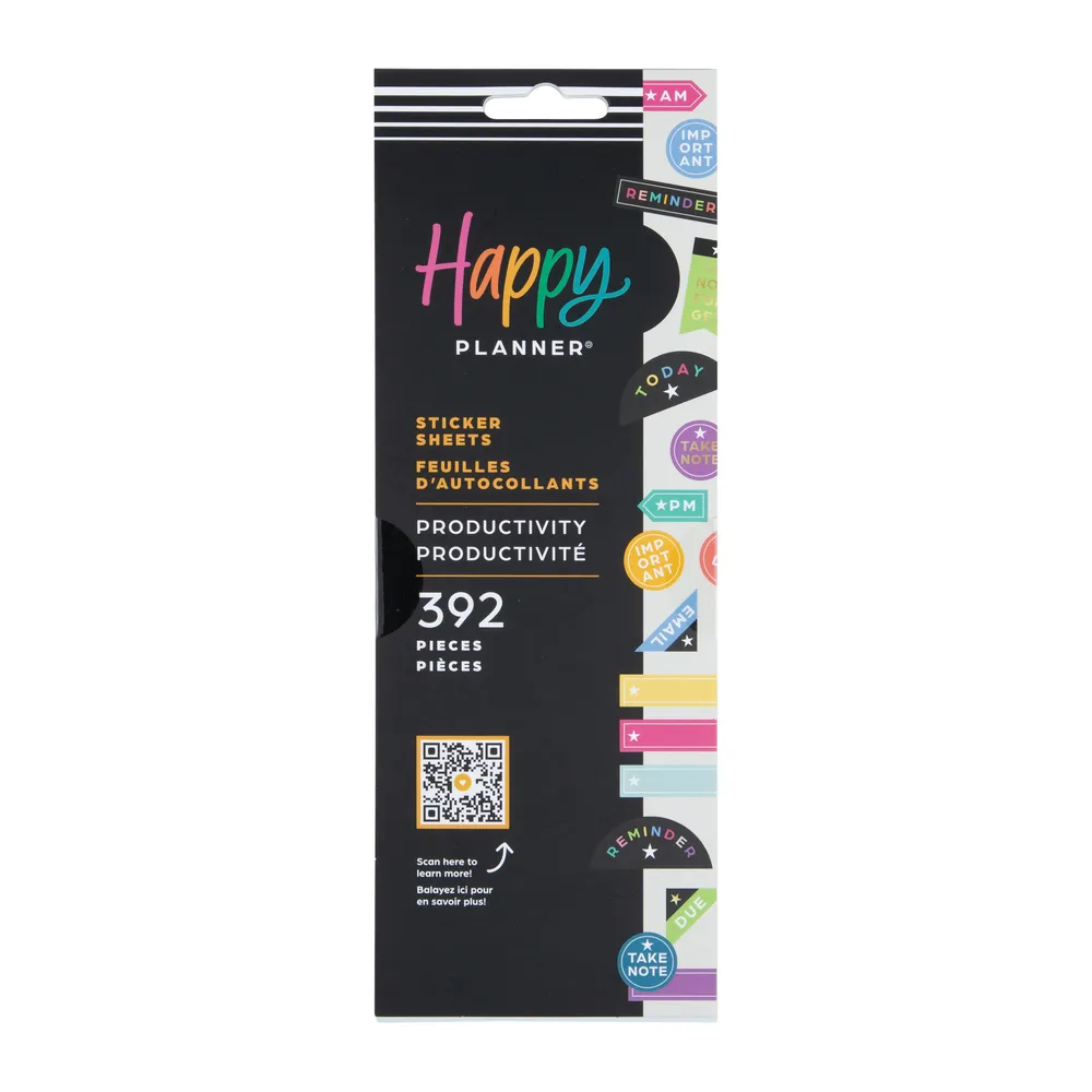Happy Planner Productivity stickers 8 feuilles pense-bêtes