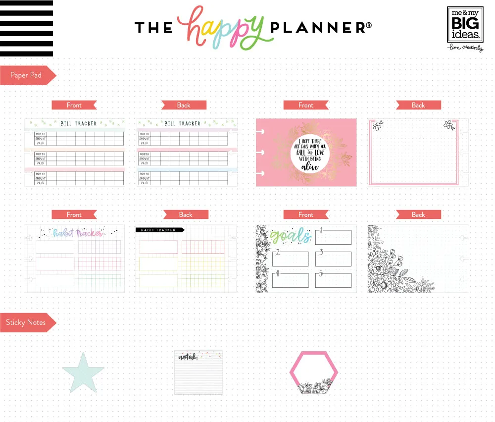 Happy Planner Journaling pack accessoires stickers et notes
