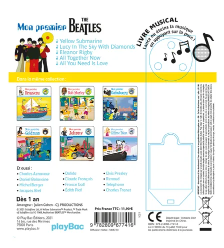 Frigobloc Mon premier livre musical Beatles 5 chansons