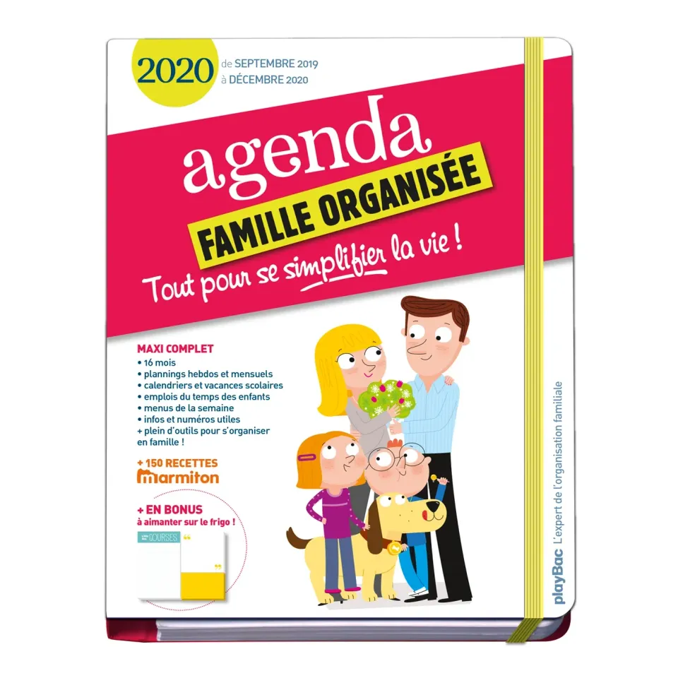 Frigobloc famille organisée agenda sept 2019-déc 2020