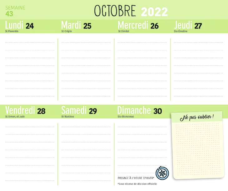 Frigobloc Hebdomadaire 2023 calendrier frigo robot cuiseur aimanté