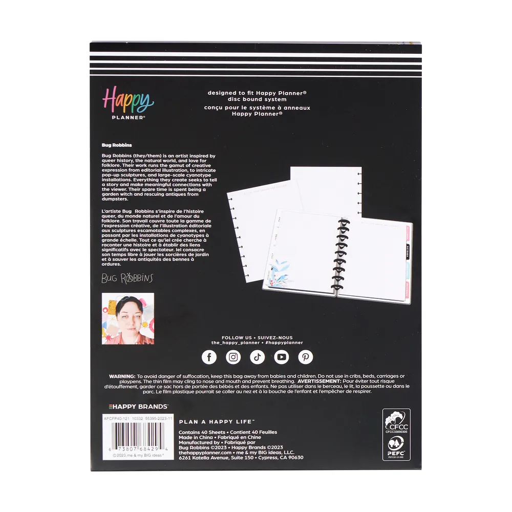 Happy Planner Blooming Pride recharge papier pointillé ligné 40 feuilles