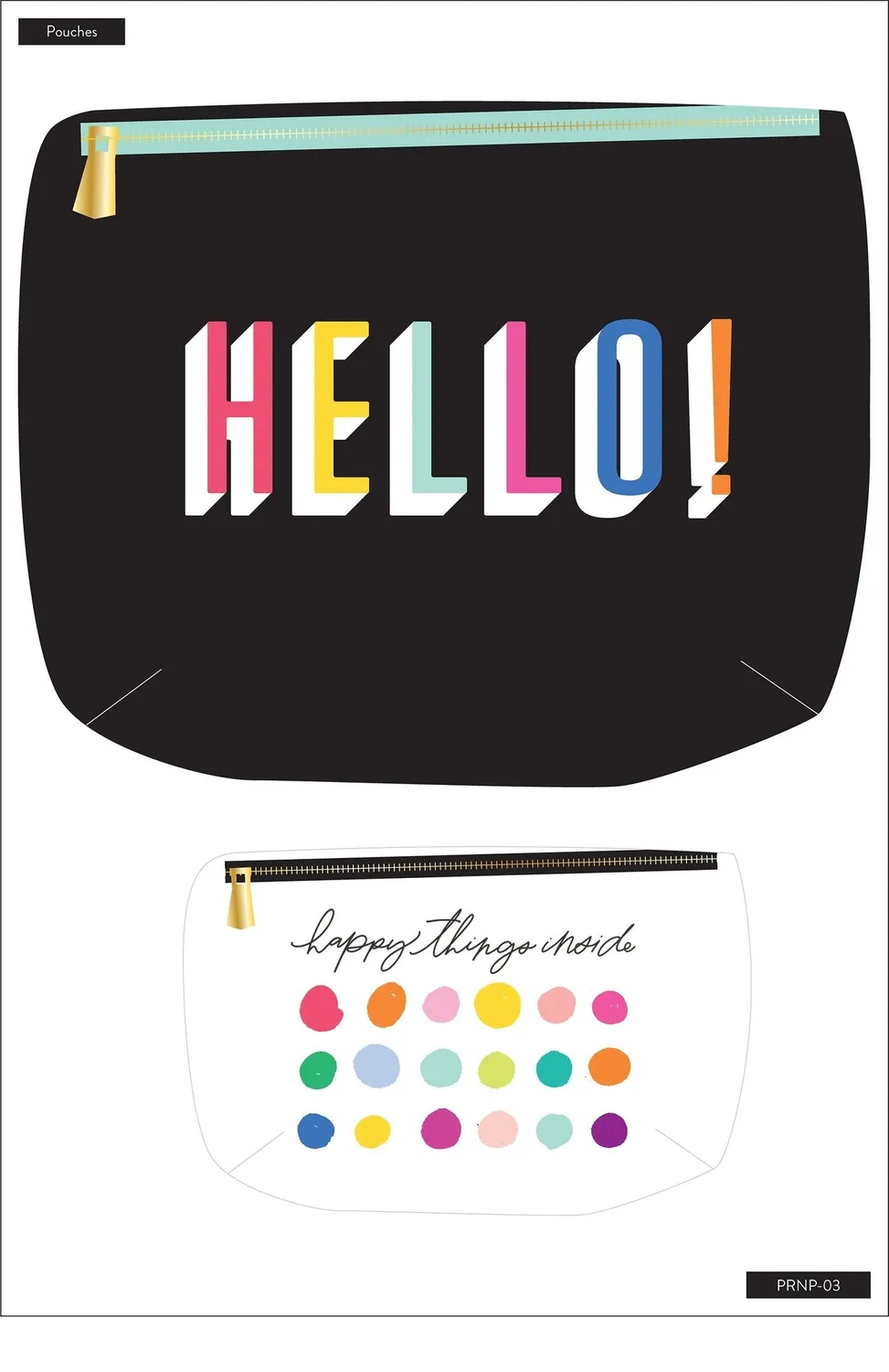 Happy Planner Hello pochettes nylon rangement lot de 2