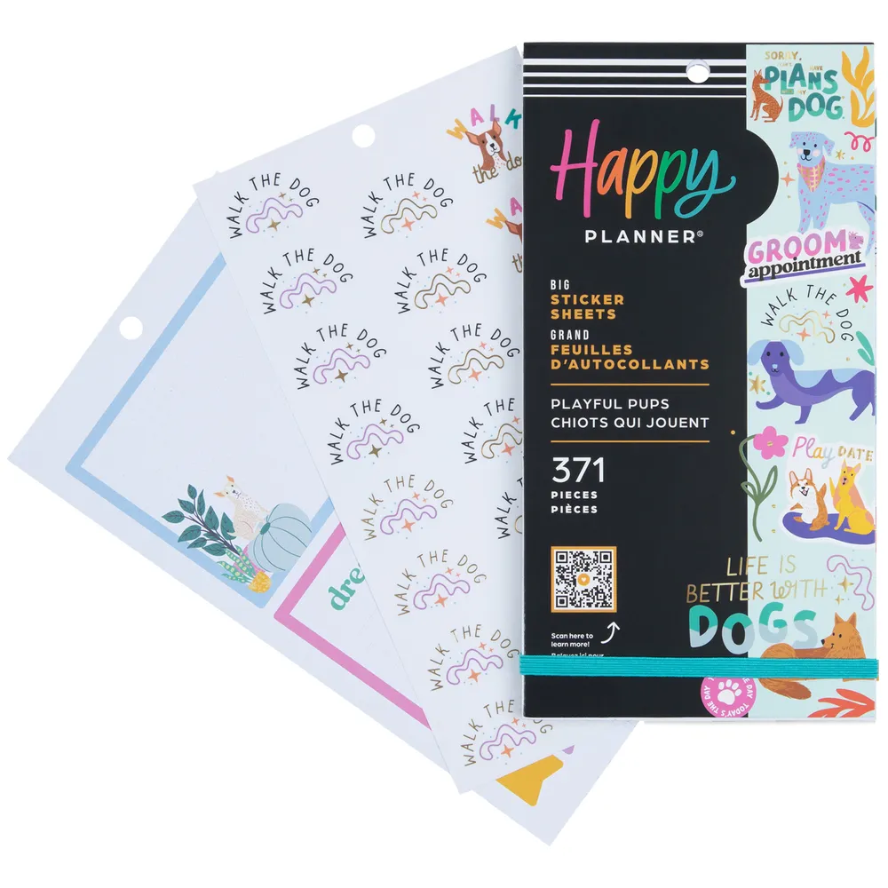 Happy Planner Playful Pups Big stickers chien 371 pièces