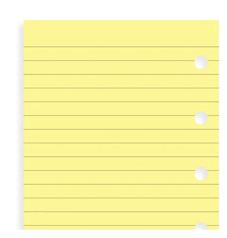 Filofax Classic Mini recharge papier ligné jaune 20 feuilles