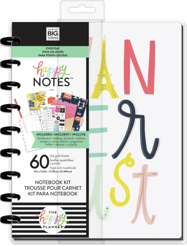 Happy Planner Wanderlust kit carnet classic pointillé + stickers