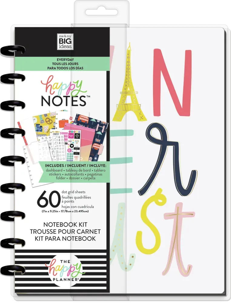 Happy Planner Wanderlust kit carnet classic pointillé + stickers