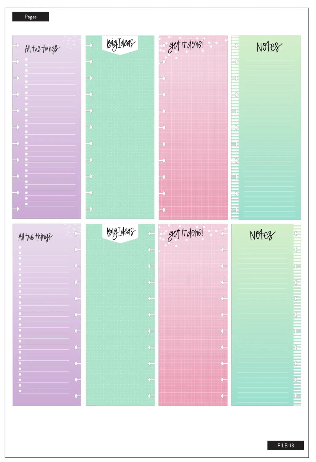 Happy Planner All the Things papier recharge Big 60 assorti