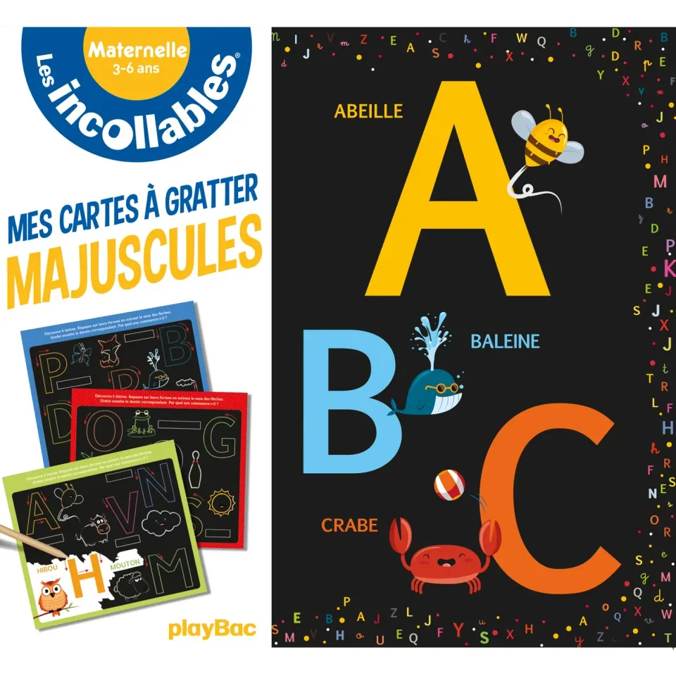 Les Incollables Majuscules cartes à gratter éducatives 5 cartes