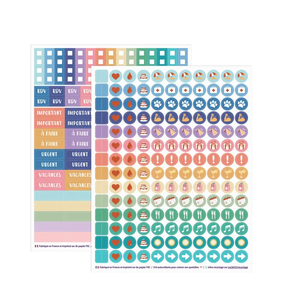 My365 Orga lot 2 planches stickers agenda 154