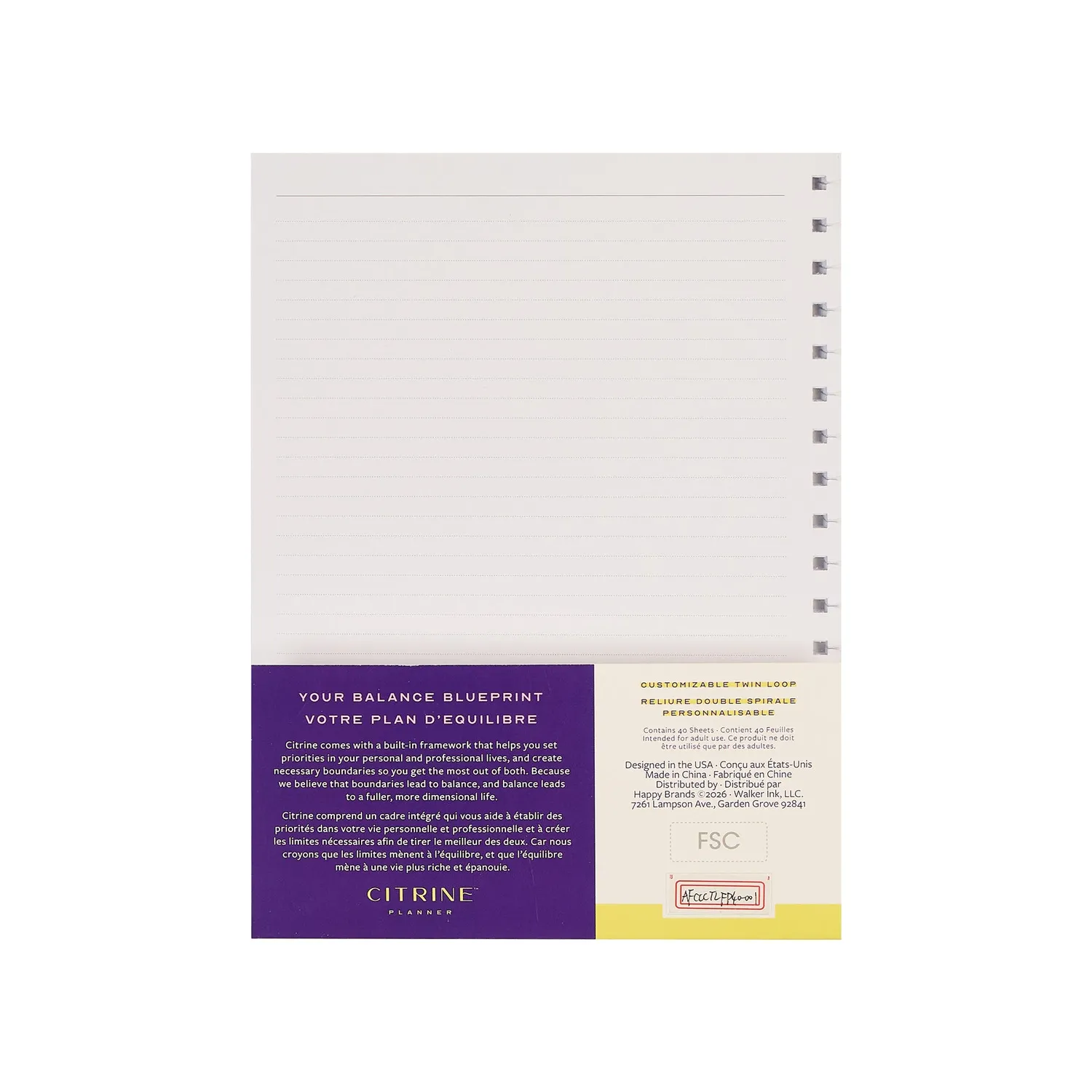 Citrine Classic papier recharge spiral pointillé 40 feuilles