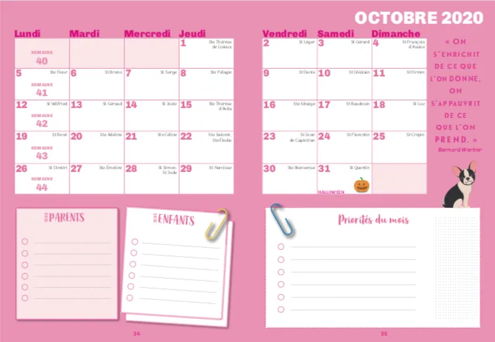 Frigobloc Agenda ultra simple agenda familial sept 2020-déc 2021