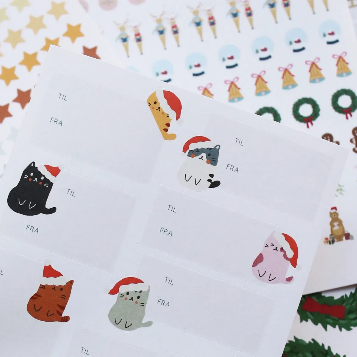 Kartotek Christmas Cats stickers étiquettes chats danois
