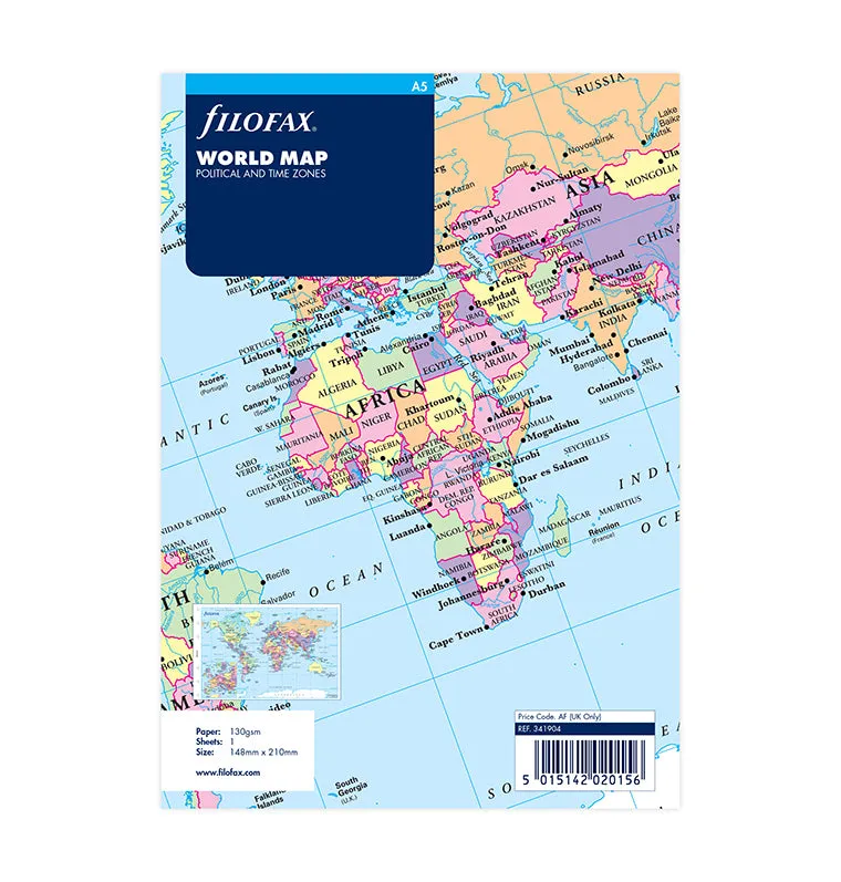 Filofax Classic carte du monde A5 pliable