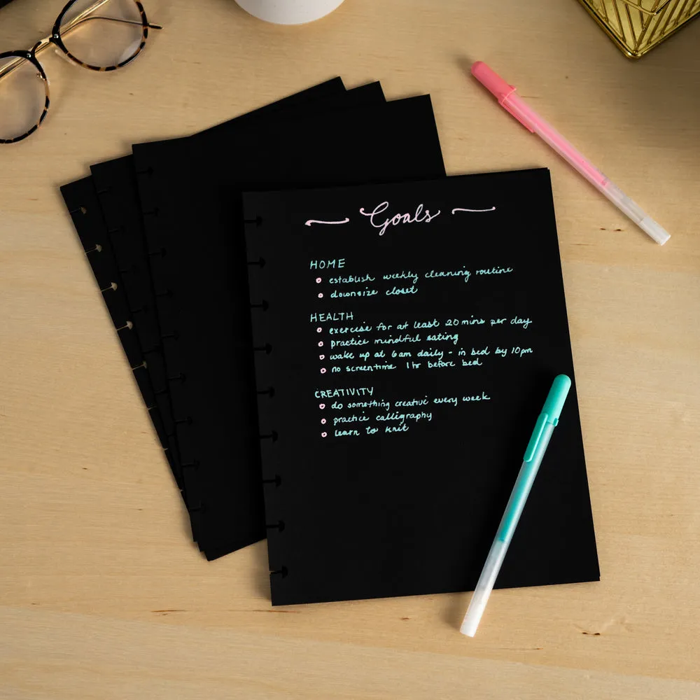Happy Planner Everyday Black recharge papier noir Classic 24 feuilles