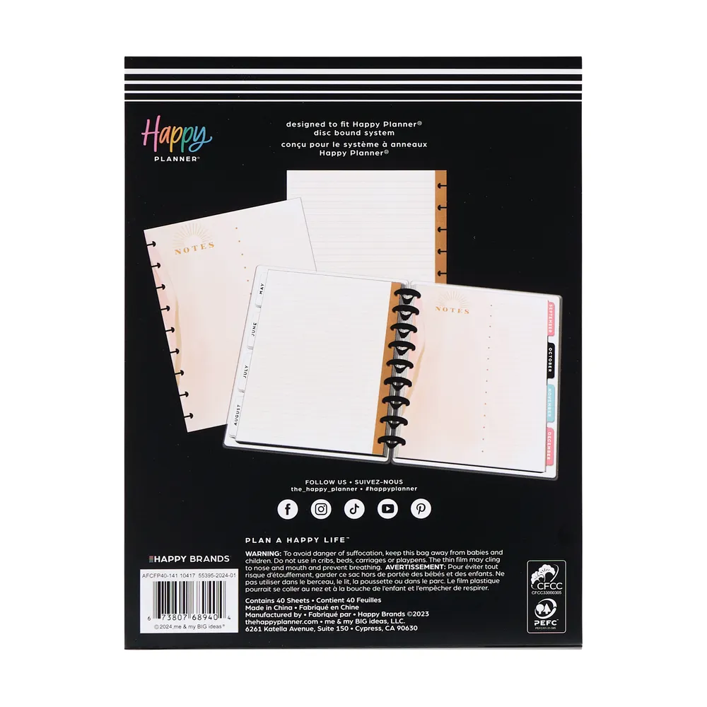 Happy Planner Golden Hour recharge Classic 40 feuilles pointillé