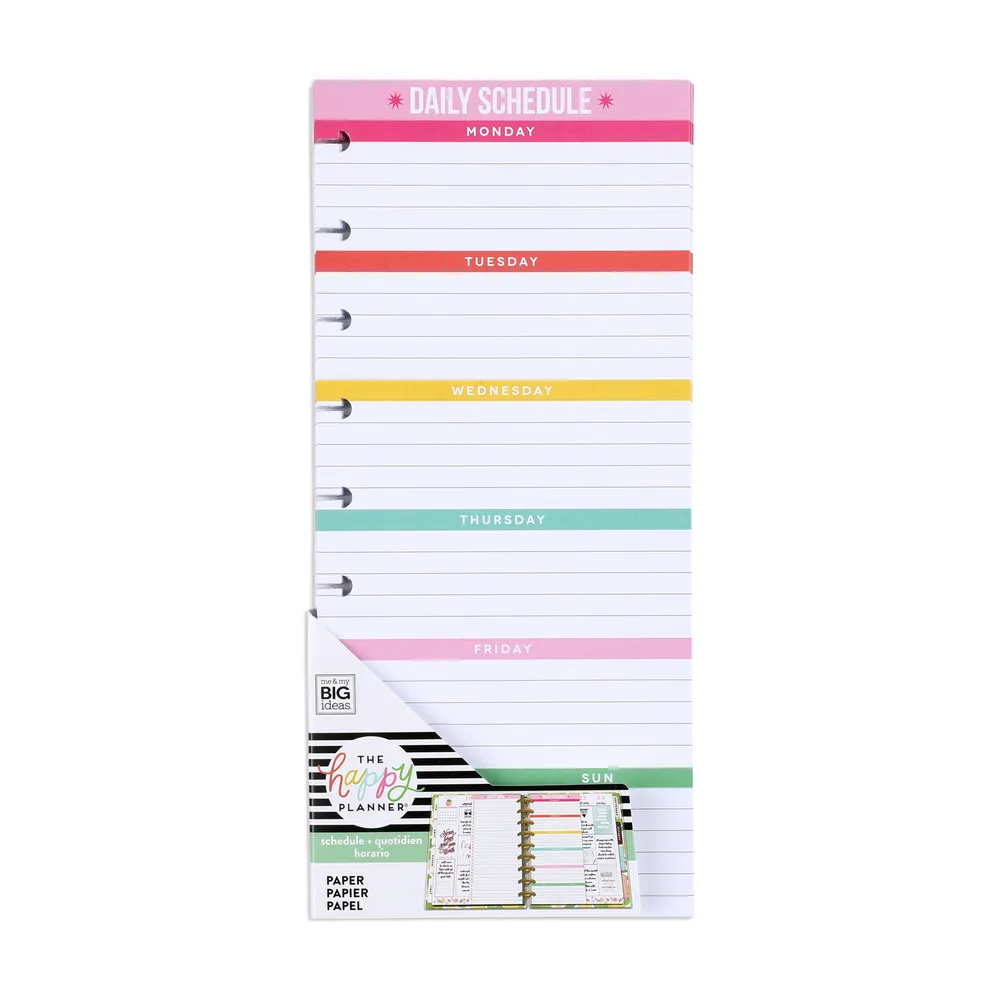 Happy Planner Daily Schedule demi-feuilles Classic 60 feuilles