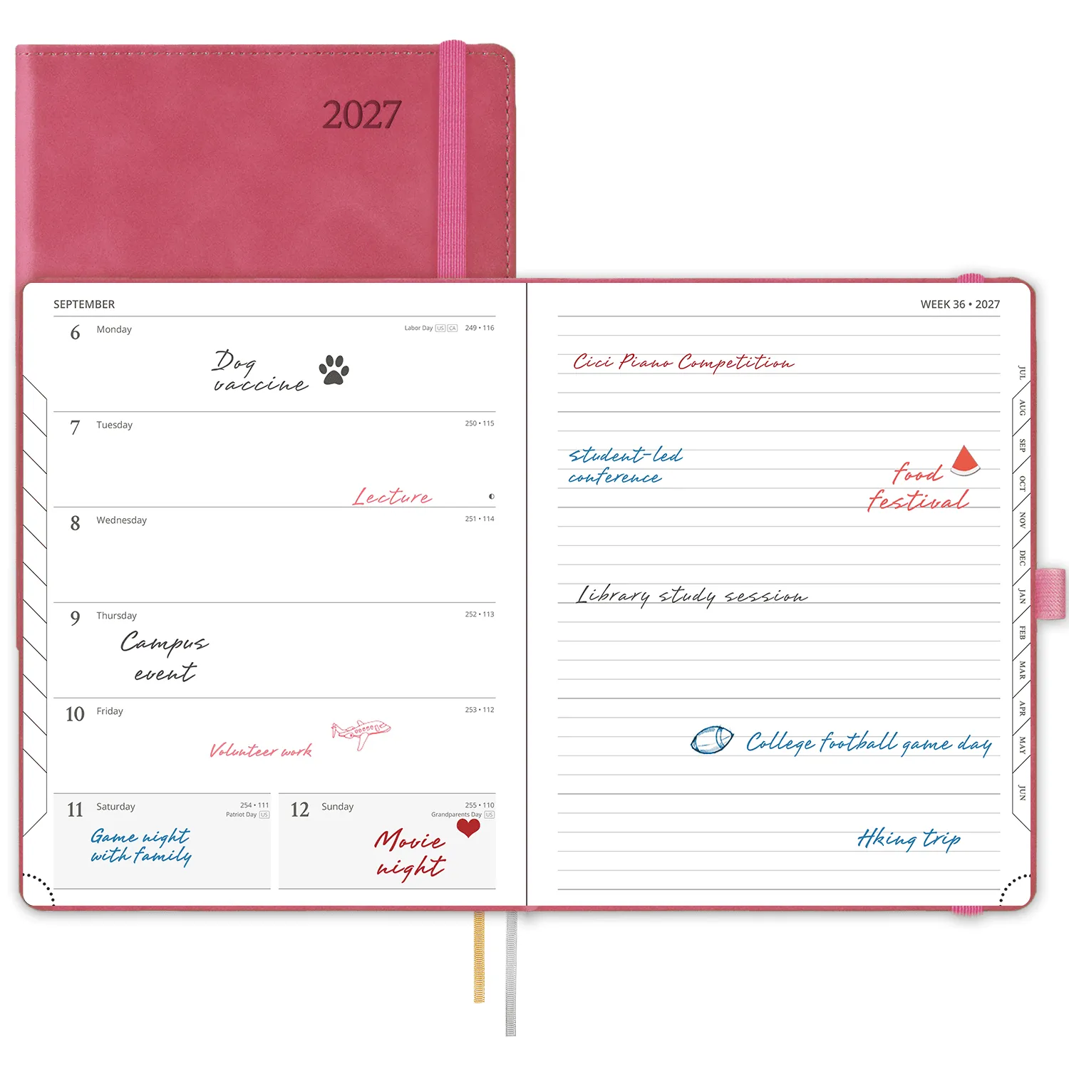 Poprun CENLK7-27 agenda semainier 2027 souple + notes