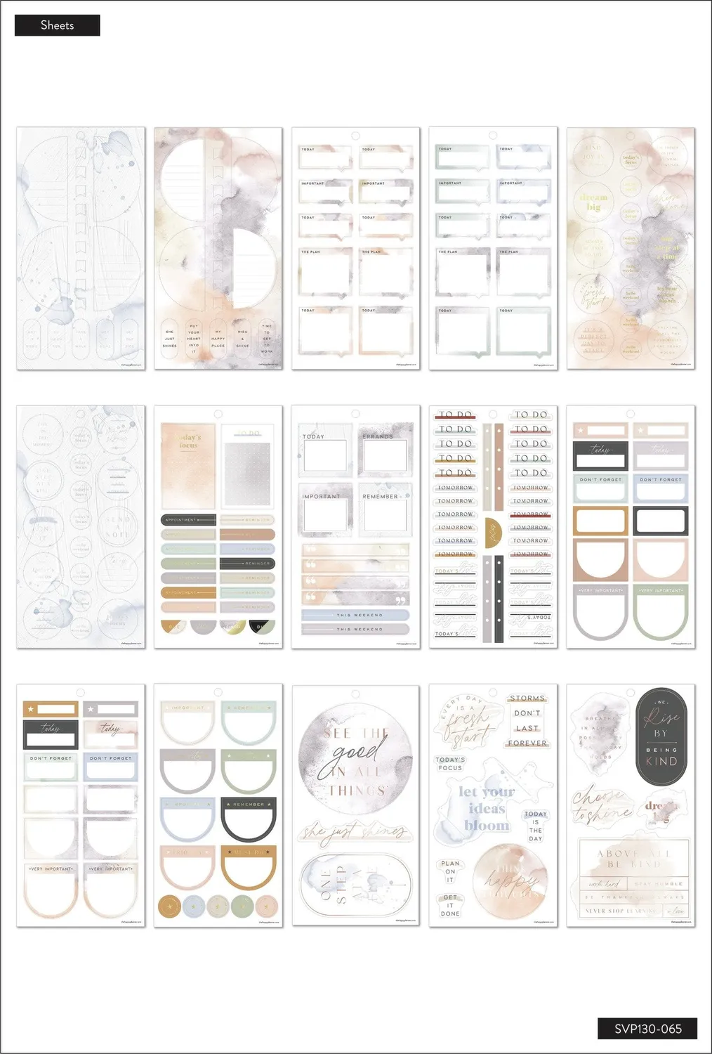 Happy Planner Big carnet stickers aquarelle neutre 399 pièces