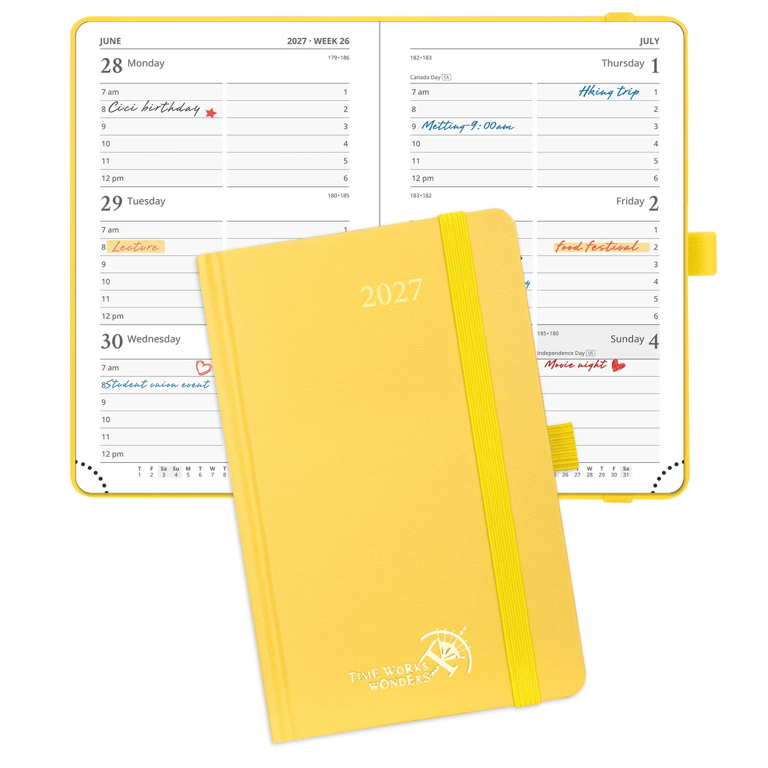 Poprun CEHA6-27 agenda semainier 2027 A6 rigide jaune clair