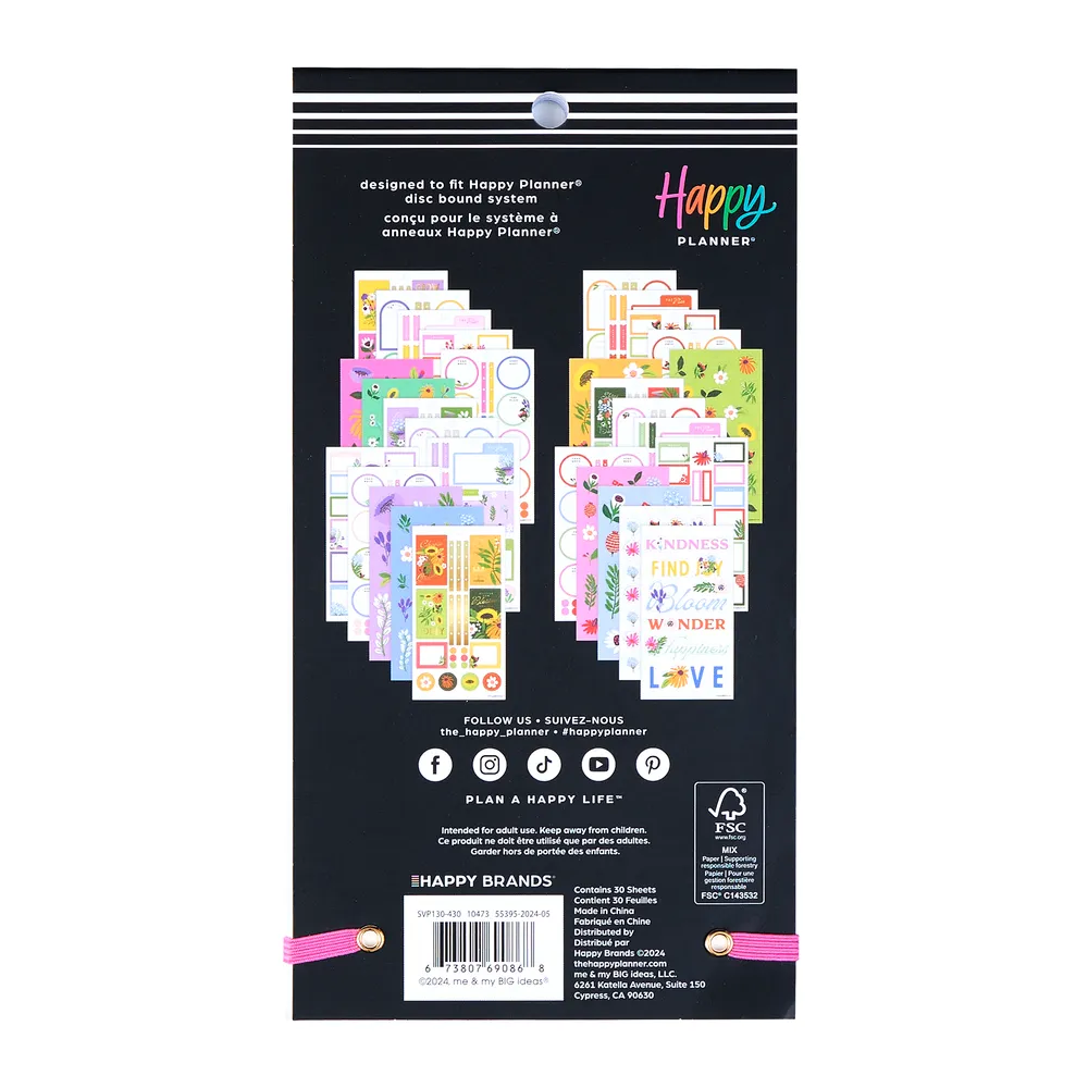 Happy Planner Brilliant Blooms stickers value pack 30 feuilles