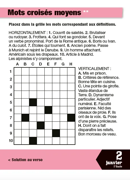Frigobloc Mots croisés 365 jours calendrier à bloc jeux