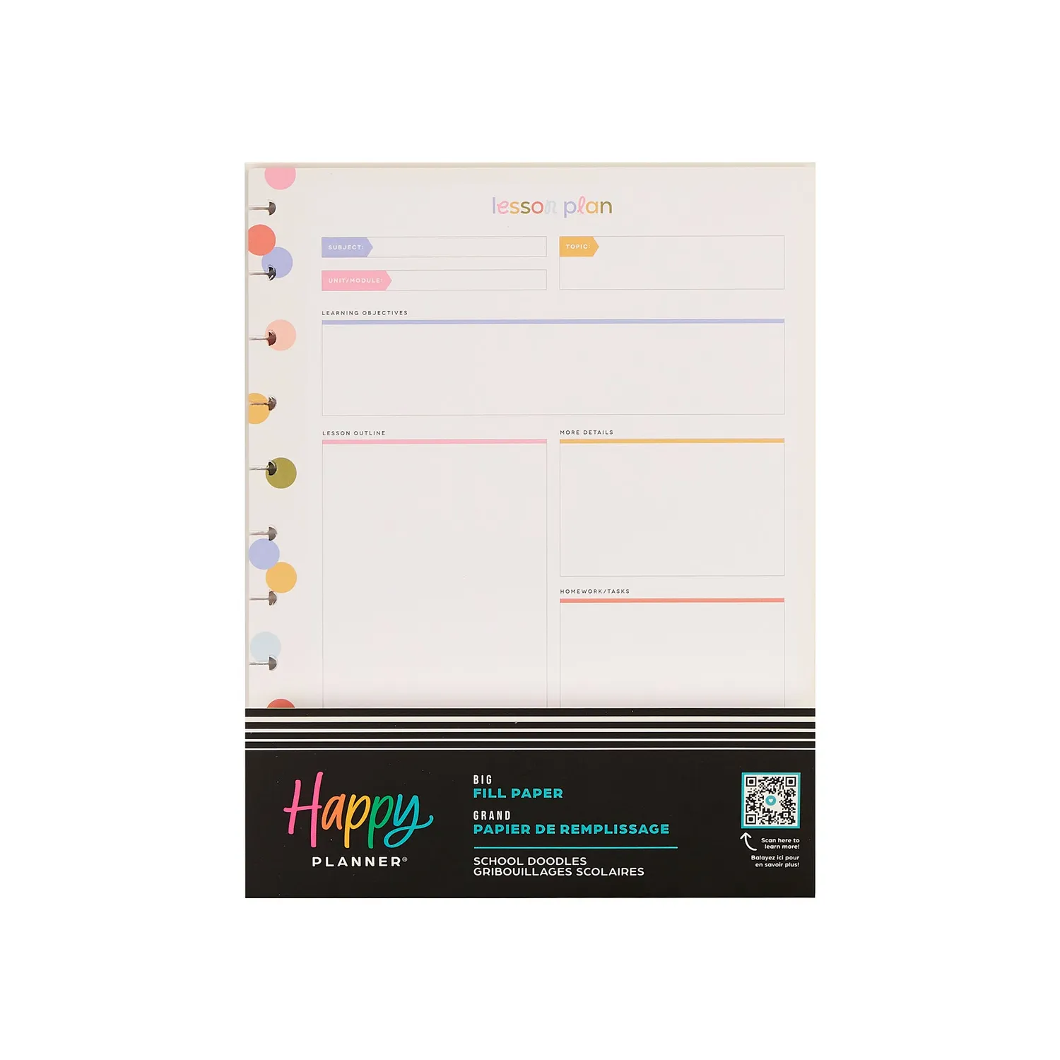 Happy Planner School Doodles papier Big 40 lecons ecole
