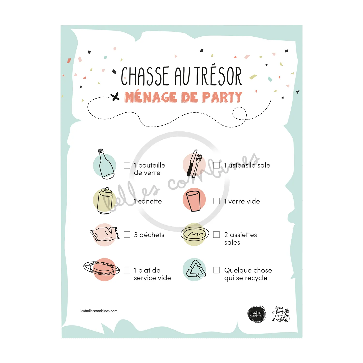Les Belles Combines Chasse au trésor Ménage de Party jeu bilingue