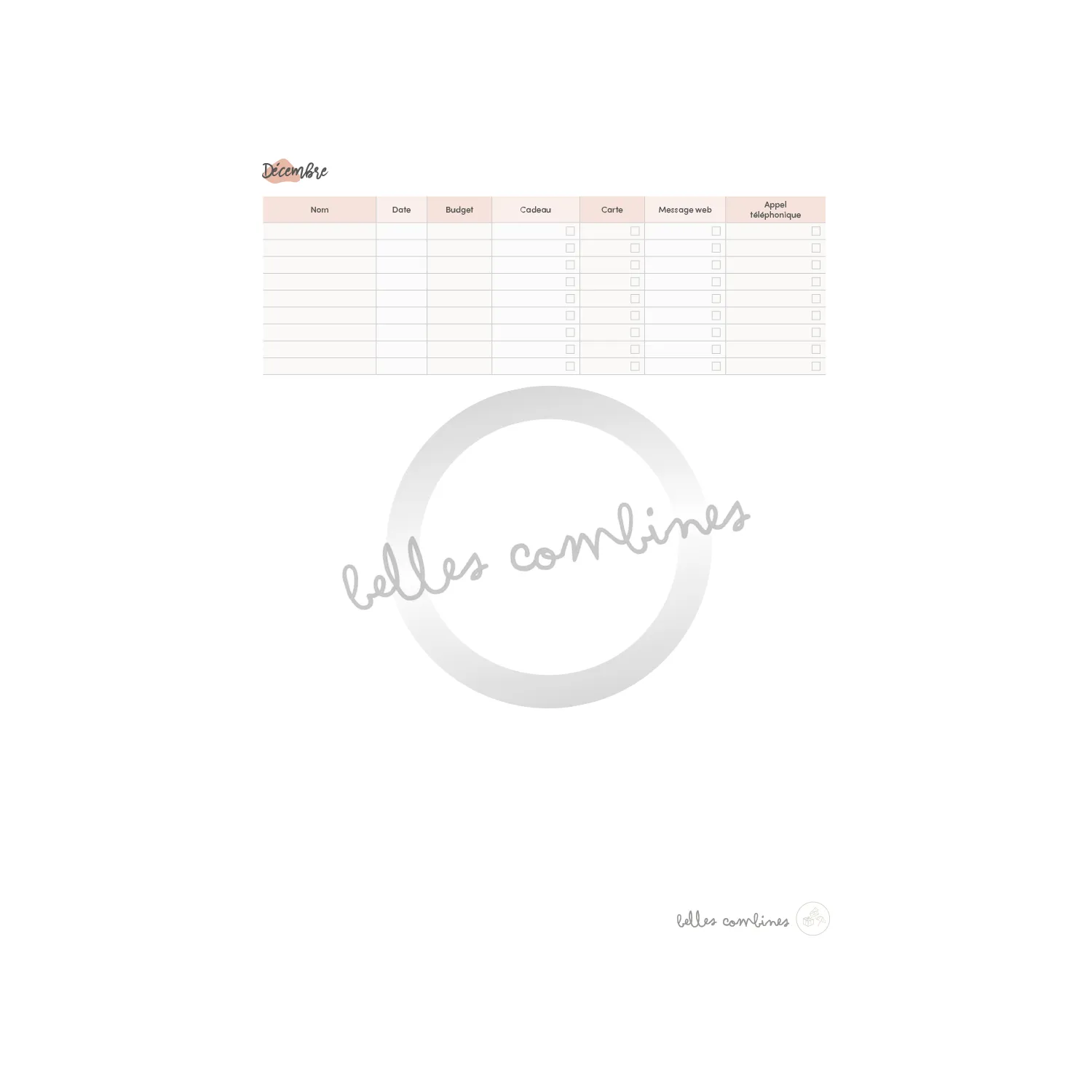 Les Belles Combines Calendrier anniversaires fiche française fêtes