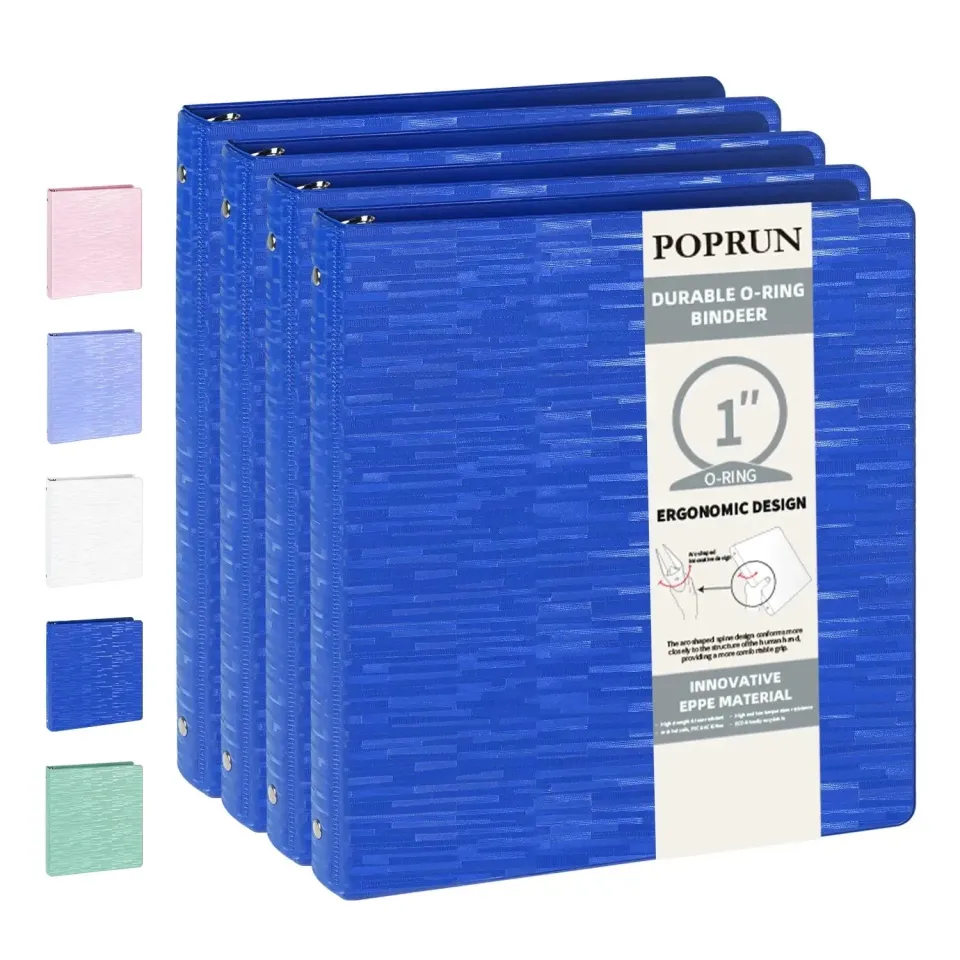 Poprun EP001MO10-P4 lot 4 classeurs 3 anneaux recyclés 1 pouce