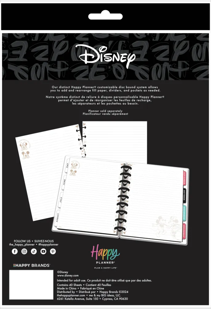 Happy Planner Disney Mod Mickey recharge papier pointillé Classic 40