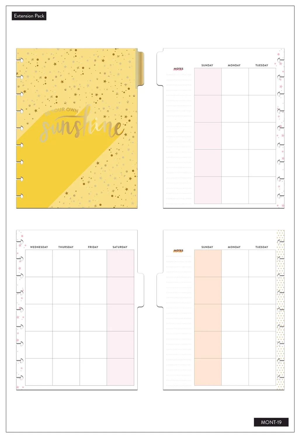 Happy Planner Monthly Sunshine extension 12 mois Classic