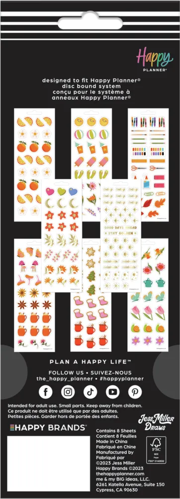 Happy Planner Jess Miller Draws stickers saisons 8 planches