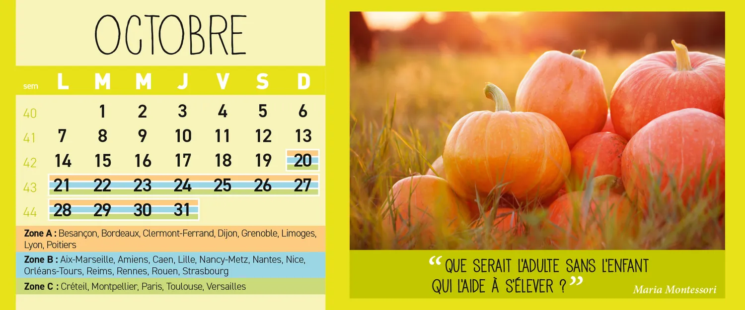 Frigobloc Hebdomadaire 2025 Montessori calendrier familial aimanté