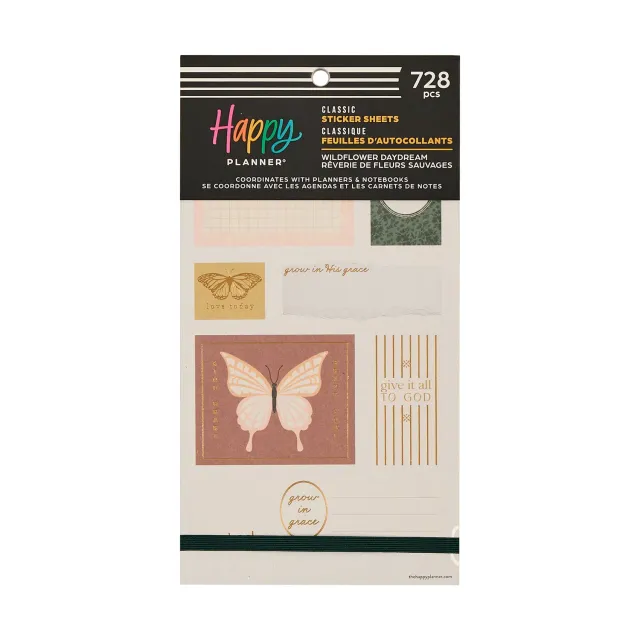 Happy Planner Wildflower Faith stickers 30 planches floral