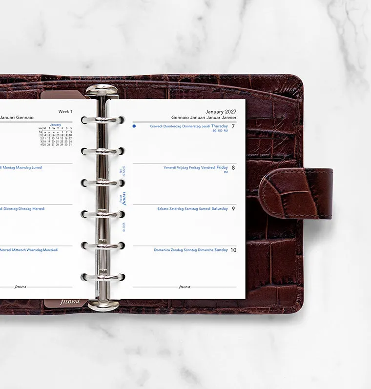Filofax Classic recharge agenda 2027 pocket multilingue