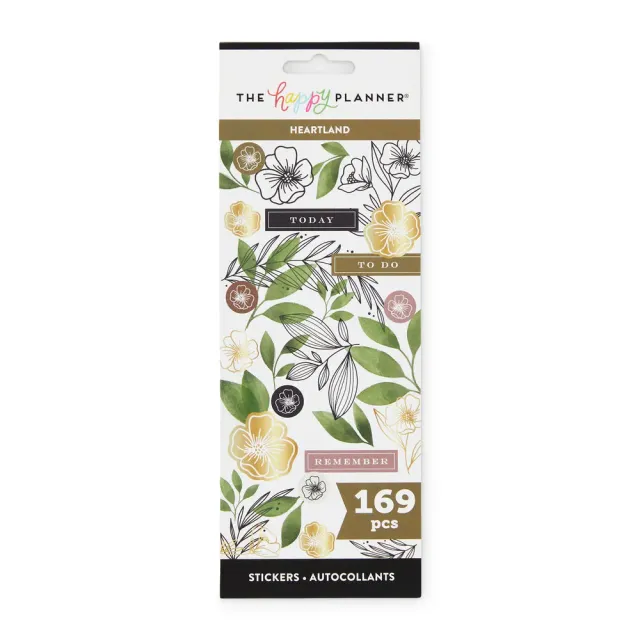 Happy Planner Heartland stickers 8 feuilles 169 pcs neutres