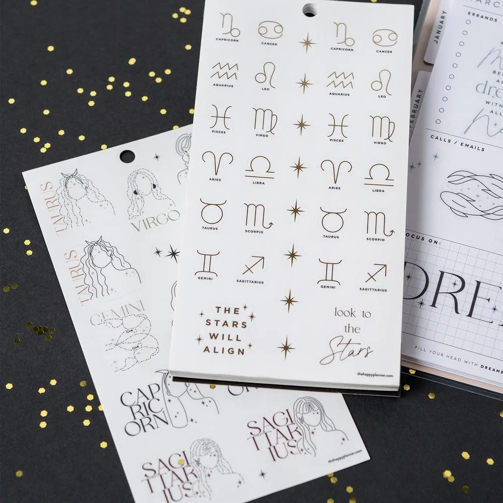 Happy Planner Zodiac stickers value pack 30 feuilles 638 transparent