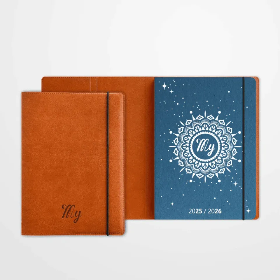 My365 My Agenda 2025/2026 agenda souple A5 bleu + jaquette camel
