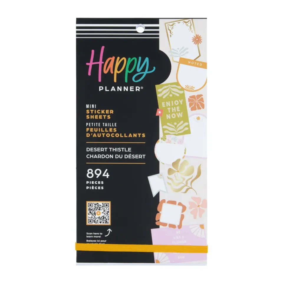 Happy Planner Desert Thistle stickers mini 894 floraux doré