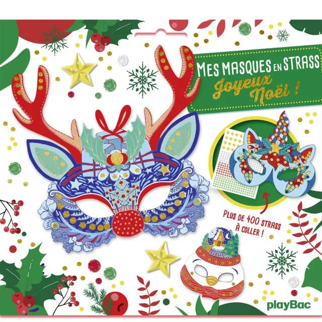 Frigobloc Mes masques Joyeux Noël kit créatif 5 masques strass