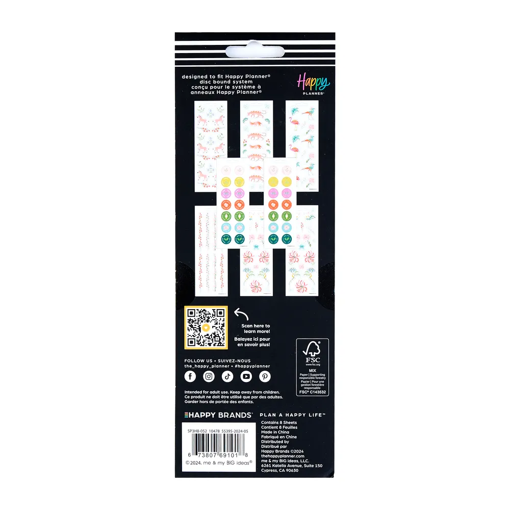 Happy Planner Lush Linens stickers 8 planches botanique