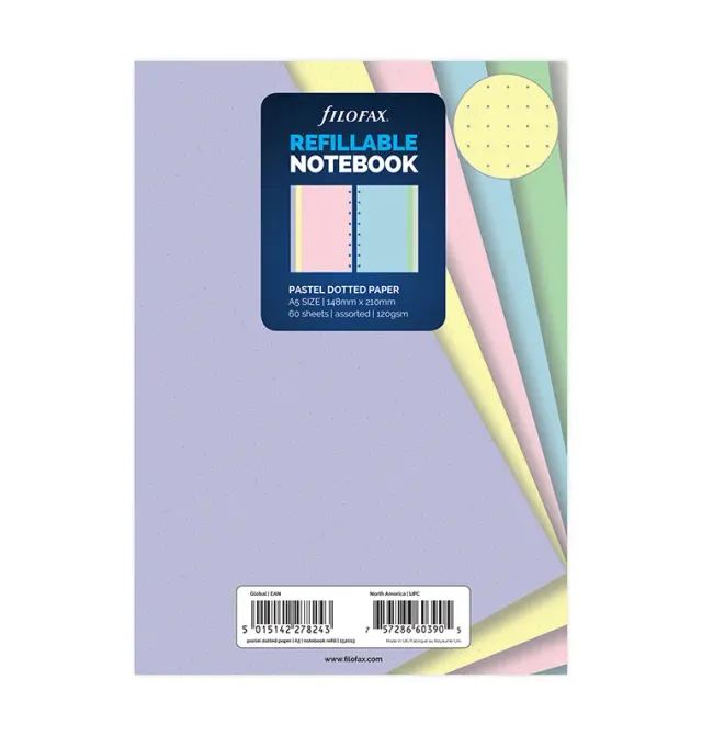 Filofax Pastels A5 recharge pointillée carnet pastel