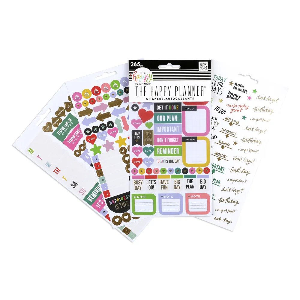 Happy Planner Everyday Reminders stickers dorés 5 planches