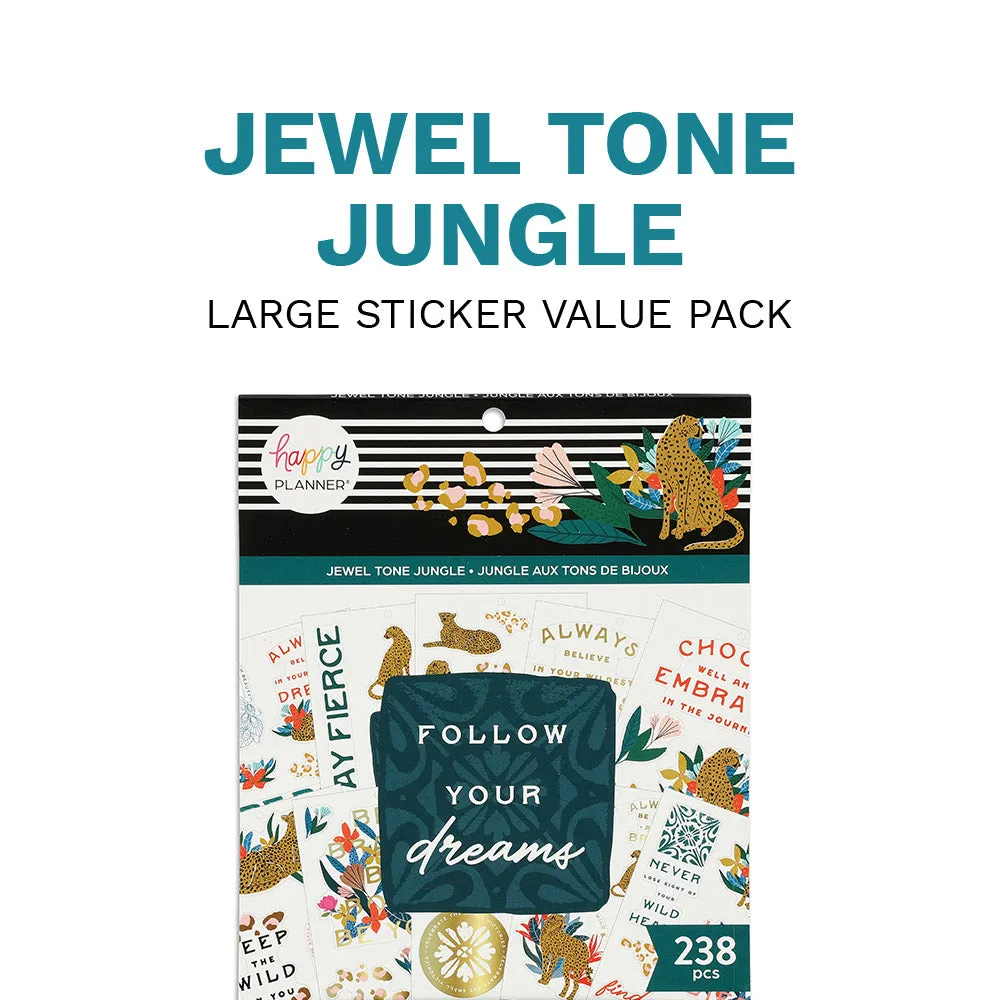 Happy Planner Jewel Tone Jungle stickers grand pack 238 jungle doré