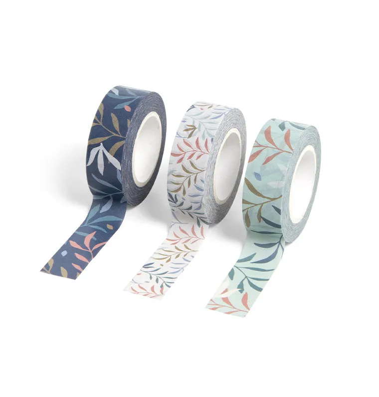 Filofax Botanical set 3 washi tapes bleu menthe corail