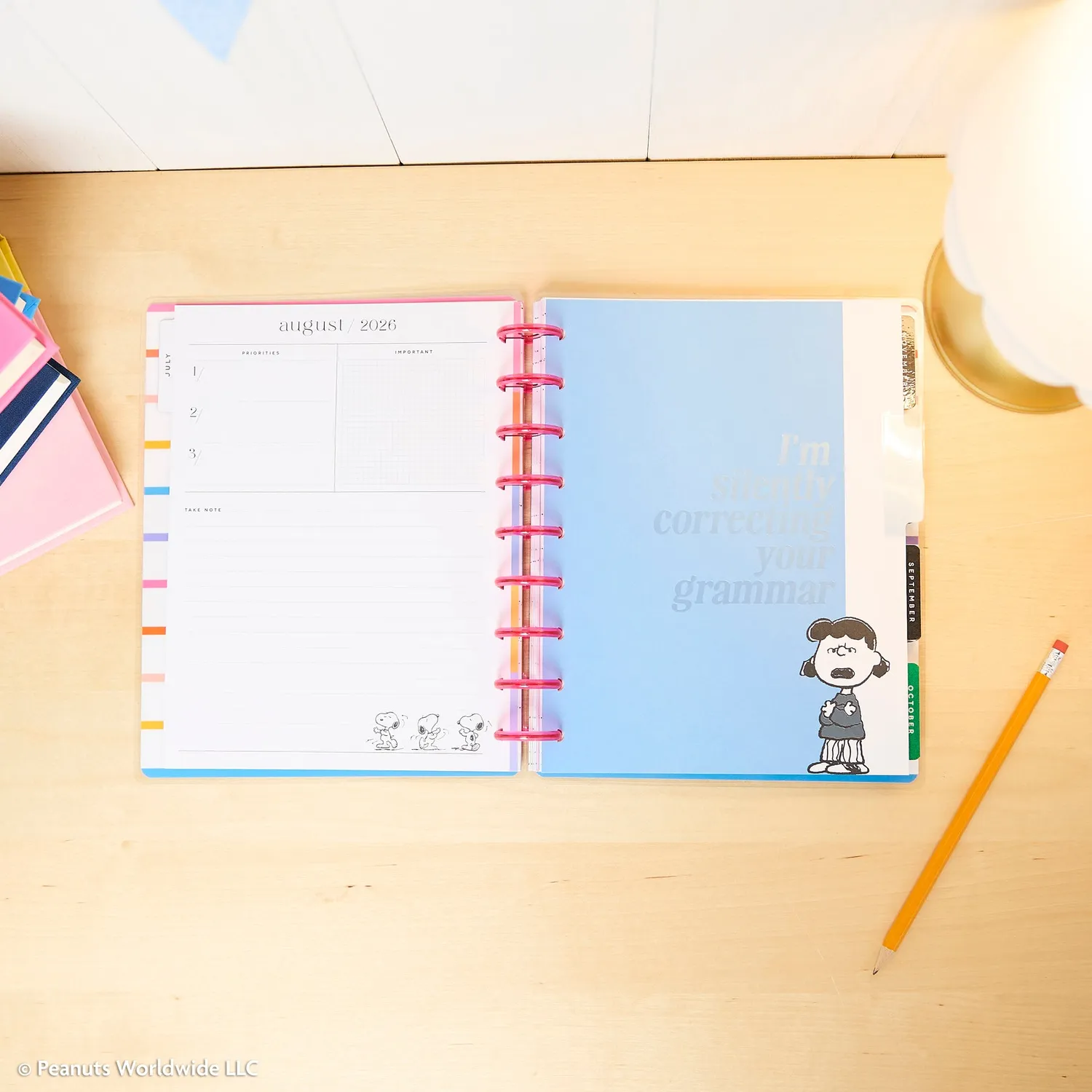 Happy Planner Peanuts 2026-2027 agenda Classic Dashboard 12 mois