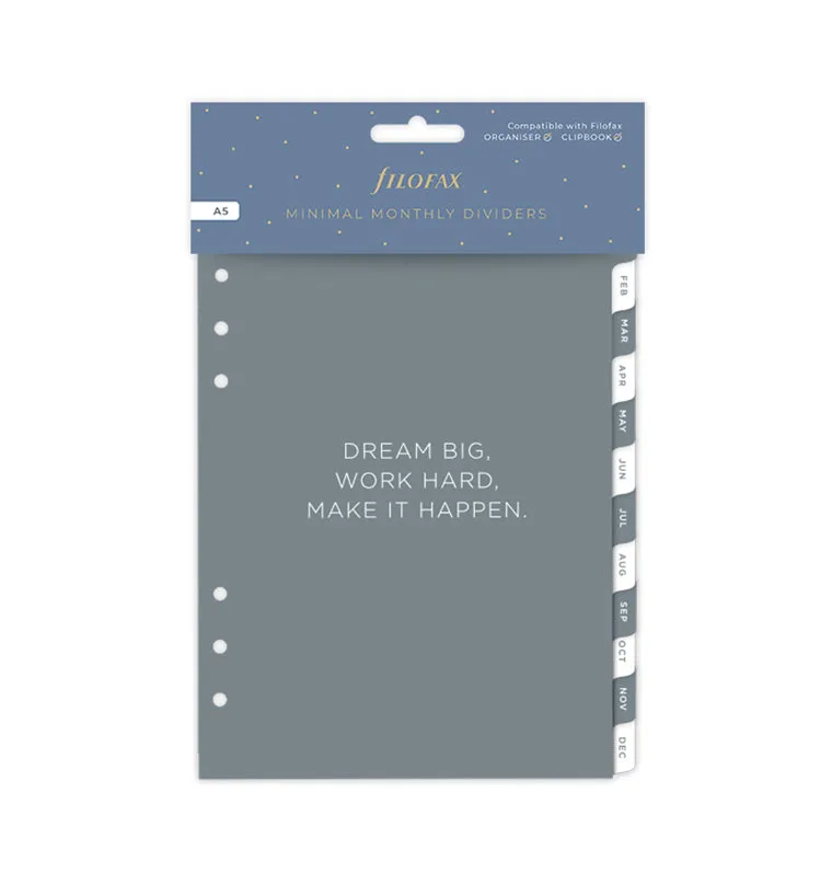 Filofax Minimal intercalaires mensuels A5 12 mois onglets