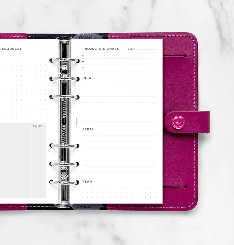 Filofax Classic Personal recharge projets objectifs 56 feuilles