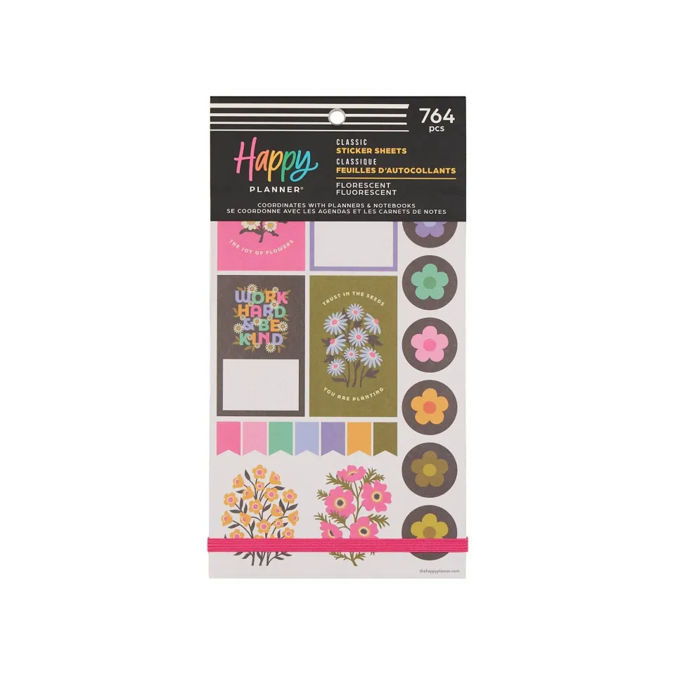 Happy Planner Florescent Florals stickers Classic 764 fluo